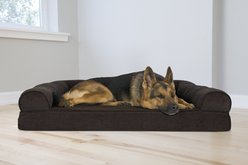 FurHaven Faux Fleece Orthopedic Bolster Cat & Dog Bed with Removable Cover, Coffee, Jumbo