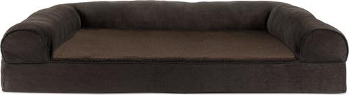 Show full view: FurHaven Faux Fleece Orthopedic Bolster Cat & Dog Bed with Removable Cover, Coffee, Jumbo slide 3 of 11