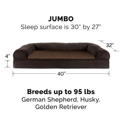 Show full view: FurHaven Faux Fleece Orthopedic Bolster Cat & Dog Bed with Removable Cover, Coffee, Jumbo slide 5 of 11