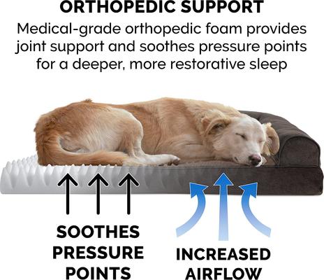 Show full view: FurHaven Faux Fleece Orthopedic Bolster Cat & Dog Bed with Removable Cover, Coffee, Jumbo slide 7 of 11
