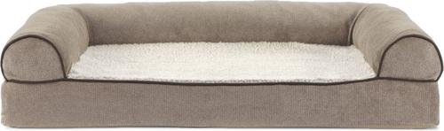 Show full view: FurHaven Faux Fleece Orthopedic Bolster Cat & Dog Bed with Removable Cover, Cream, Medium slide 3 of 11