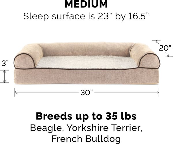 Show full view: FurHaven Faux Fleece Orthopedic Bolster Cat & Dog Bed with Removable Cover, Cream, Medium slide 5 of 11