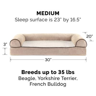 Show full view: FurHaven Faux Fleece Orthopedic Bolster Cat & Dog Bed with Removable Cover, Cream, Medium slide 5 of 11