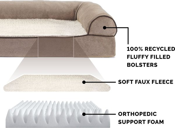 Show full view: FurHaven Faux Fleece Orthopedic Bolster Cat & Dog Bed with Removable Cover, Cream, Medium slide 6 of 11
