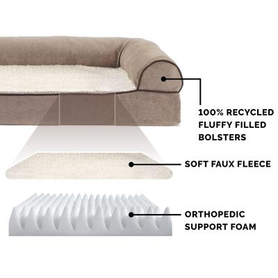 Show full view: FurHaven Faux Fleece Orthopedic Bolster Cat & Dog Bed with Removable Cover, Cream, Medium slide 6 of 11