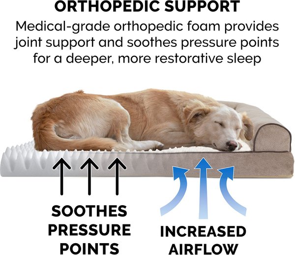 Show full view: FurHaven Faux Fleece Orthopedic Bolster Cat & Dog Bed with Removable Cover, Cream, Medium slide 7 of 11