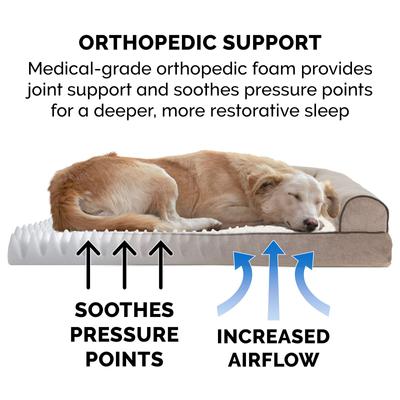 Show full view: FurHaven Faux Fleece Orthopedic Bolster Cat & Dog Bed with Removable Cover, Cream, Medium slide 7 of 11