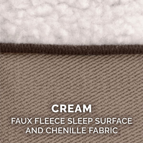 Show full view: FurHaven Faux Fleece Orthopedic Bolster Cat & Dog Bed with Removable Cover, Cream, Medium slide 9 of 11