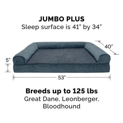 Show full view: FurHaven Faux Fleece Orthopedic Bolster Cat & Dog Bed with Removable Cover, Orion Blue, Jumbo Plus slide 5 of 11