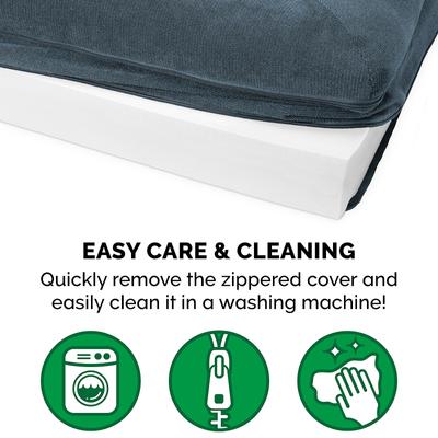 Show full view: FurHaven Faux Fleece Orthopedic Bolster Cat & Dog Bed with Removable Cover, Orion Blue, Jumbo Plus slide 8 of 11