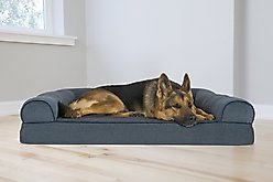 FurHaven Faux Fleece Orthopedic Bolster Cat & Dog Bed with Removable Cover, Orion Blue, Jumbo