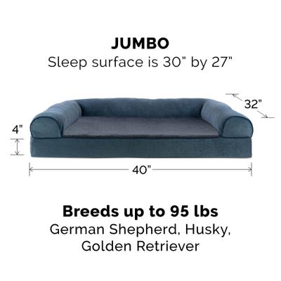 Show full view: FurHaven Faux Fleece Orthopedic Bolster Cat & Dog Bed with Removable Cover, Orion Blue, Jumbo slide 5 of 11