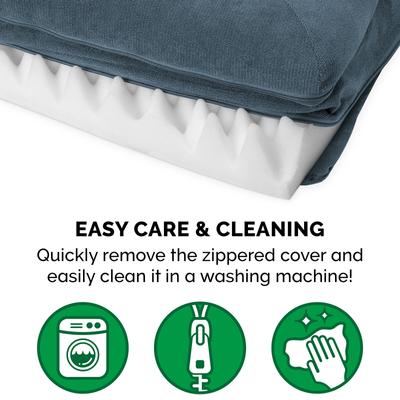 Show full view: FurHaven Faux Fleece Orthopedic Bolster Cat & Dog Bed with Removable Cover, Orion Blue, Jumbo slide 8 of 11