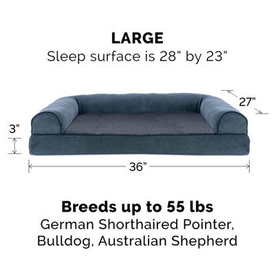 Show full view: FurHaven Faux Fleece Orthopedic Bolster Cat & Dog Bed with Removable Cover, Orion Blue, Large slide 5 of 11