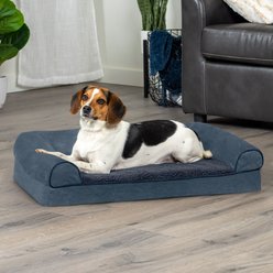 FurHaven Faux Fleece Orthopedic Bolster Cat & Dog Bed with Removable Cover, Orion Blue, Medium slide 1 of 9
