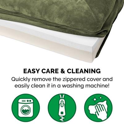 Show full view: FurHaven Faux Fur Memory Top Bolster Dog Bed with Removable Cover, Dark Sage, Large slide 8 of 11