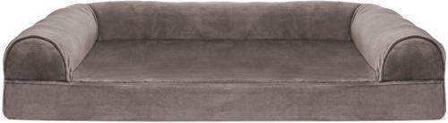 Show full view: FurHaven Faux Fur Memory Top Bolster Dog Bed with Removable Cover, Driftwood Brown, Large slide 4 of 12