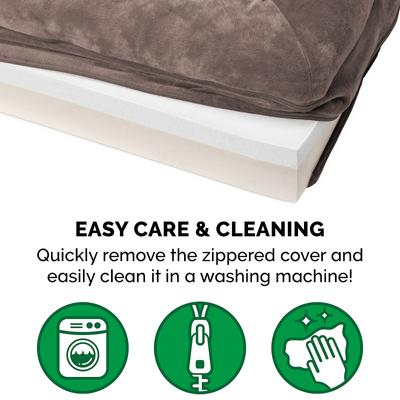 Show full view: FurHaven Faux Fur Memory Top Bolster Dog Bed with Removable Cover, Driftwood Brown, Large slide 9 of 12