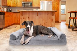 FurHaven Faux Fur Memory Top Bolster Dog Bed with Removable Cover, Smoke Gray, Jumbo Plus