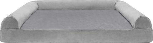 Show full view: FurHaven Faux Fur Memory Top Bolster Dog Bed with Removable Cover, Smoke Gray, Jumbo Plus slide 4 of 12