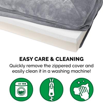 Show full view: FurHaven Faux Fur Memory Top Bolster Dog Bed with Removable Cover, Smoke Gray, Jumbo slide 8 of 11