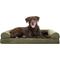 Show in main carousel: FurHaven Faux Fur Orthopedic Bolster Dog Bed with Removable Cover, Dark Sage, Large slide 2 of 11