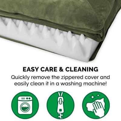 Show full view: FurHaven Faux Fur Orthopedic Bolster Dog Bed with Removable Cover, Dark Sage, Large slide 7 of 11