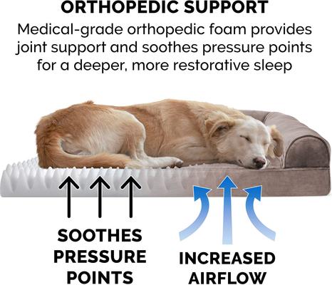 Show full view: FurHaven Faux Fur Orthopedic Bolster Dog Bed with Removable Cover, Driftwood Brown, Large slide 5 of 12