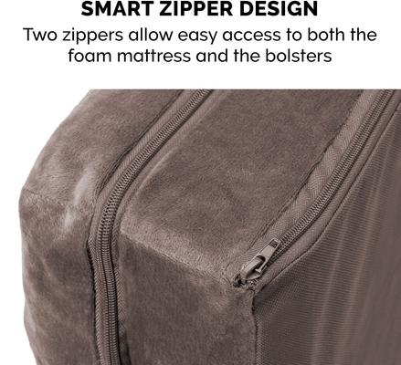 Show full view: FurHaven Faux Fur Orthopedic Bolster Dog Bed with Removable Cover, Driftwood Brown, Large slide 7 of 12