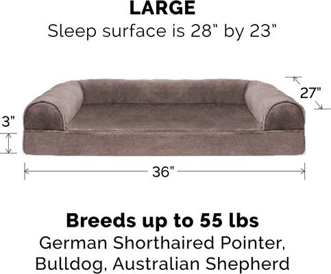 Show full view: FurHaven Faux Fur Orthopedic Bolster Dog Bed with Removable Cover, Driftwood Brown, Large slide 9 of 12