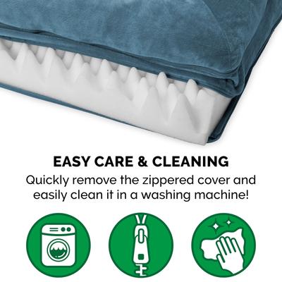 Show full view: FurHaven Faux Fur Orthopedic Bolster Dog Bed with Removable Cover, Harbor Blue, Jumbo slide 7 of 11