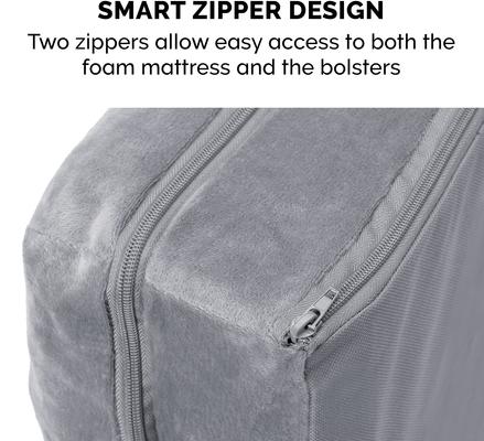 Show full view: FurHaven Faux Fur Orthopedic Bolster Dog Bed with Removable Cover, Smoke Gray, Jumbo Plus slide 6 of 11