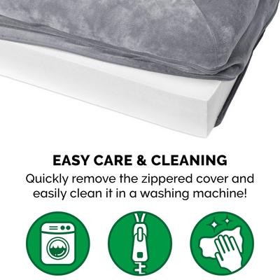 Show full view: FurHaven Faux Fur Orthopedic Bolster Dog Bed with Removable Cover, Smoke Gray, Jumbo Plus slide 7 of 11