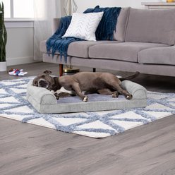 FurHaven Faux Fur Orthopedic Bolster Dog Bed with Removable Cover, Smoke Gray, Large