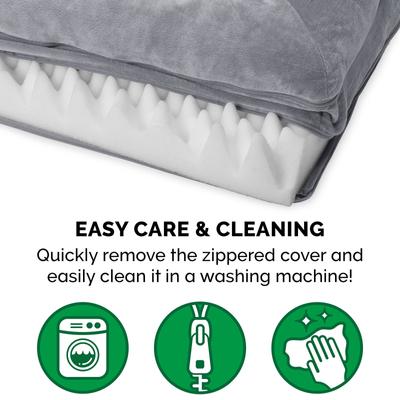 Show full view: FurHaven Faux Fur Orthopedic Bolster Dog Bed with Removable Cover, Smoke Gray, Large slide 7 of 11