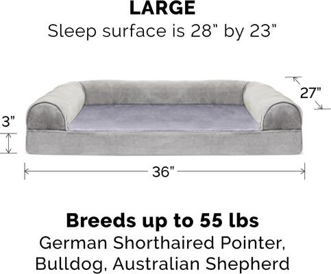 Show full view: FurHaven Faux Fur Orthopedic Bolster Dog Bed with Removable Cover, Smoke Gray, Large slide 8 of 11