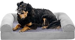 FurHaven Faux Fur Orthopedic Bolster Dog Bed with Removable Cover, Smoke Gray, Medium slide 2 of 9