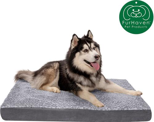 Show full view: FurHaven Faux Fur & Suede Deluxe Orthopedic Dog & Cat Mattress, Stone Gray, Jumbo slide 4 of 10