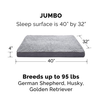 Show full view: FurHaven Faux Fur & Suede Deluxe Orthopedic Dog & Cat Mattress, Stone Gray, Jumbo slide 5 of 10