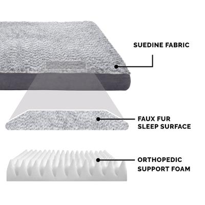Show full view: FurHaven Faux Fur & Suede Deluxe Orthopedic Dog & Cat Mattress, Stone Gray, Jumbo slide 6 of 10
