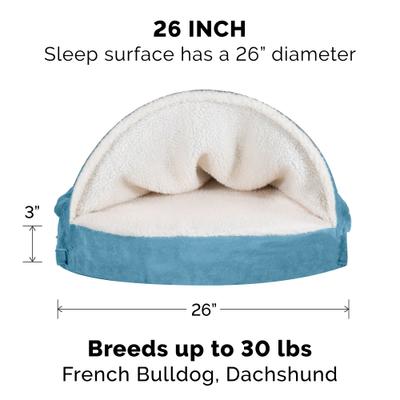 Show full view: FurHaven Faux Sheepskin Snuggery Gel Top Cat & Dog Bed with Removable Cover, Blue, 26-in slide 5 of 10