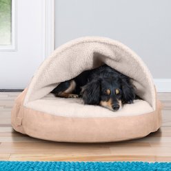 FurHaven Faux Sheepskin Snuggery Gel Top Cat & Dog Bed with Removable Cover, Cream, 26-in slide 1 of 9