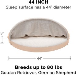 FurHaven Faux Sheepskin Snuggery Gel Top Cat & Dog Bed with Removable Cover, Cream, 44-in slide 2 of 9