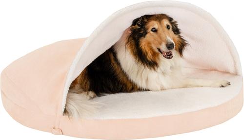 Show full view: FurHaven Faux Sheepskin Snuggery Gel Top Cat & Dog Bed with Removable Cover, Cream, 44-in slide 3 of 10