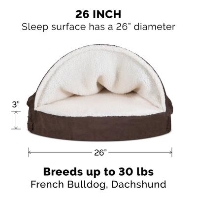 Show full view: FurHaven Faux Sheepskin Snuggery Gel Top Cat & Dog Bed with Removable Cover, Espresso, 26-in slide 5 of 10