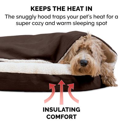 Show full view: FurHaven Faux Sheepskin Snuggery Gel Top Cat & Dog Bed with Removable Cover, Espresso, 26-in slide 7 of 10
