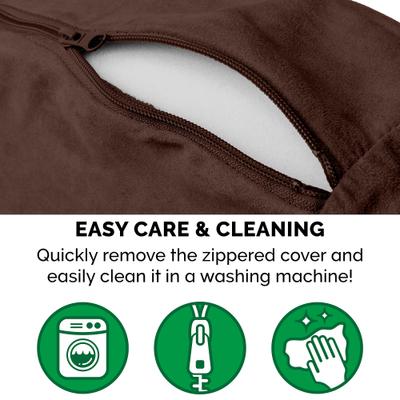 Show full view: FurHaven Faux Sheepskin Snuggery Gel Top Cat & Dog Bed with Removable Cover, Espresso, 26-in slide 8 of 10