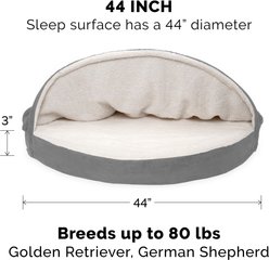 FurHaven Faux Sheepskin Snuggery Gel Top Cat & Dog Bed with Removable Cover, Gray, 44-in slide 2 of 9