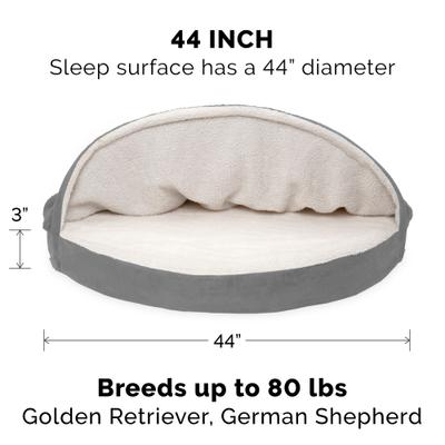 Show full view: FurHaven Faux Sheepskin Snuggery Gel Top Cat & Dog Bed with Removable Cover, Gray, 44-in slide 2 of 10