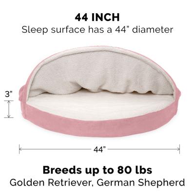 Show full view: FurHaven Faux Sheepskin Snuggery Gel Top Cat & Dog Bed with Removable Cover, Pink, 44-in slide 2 of 10